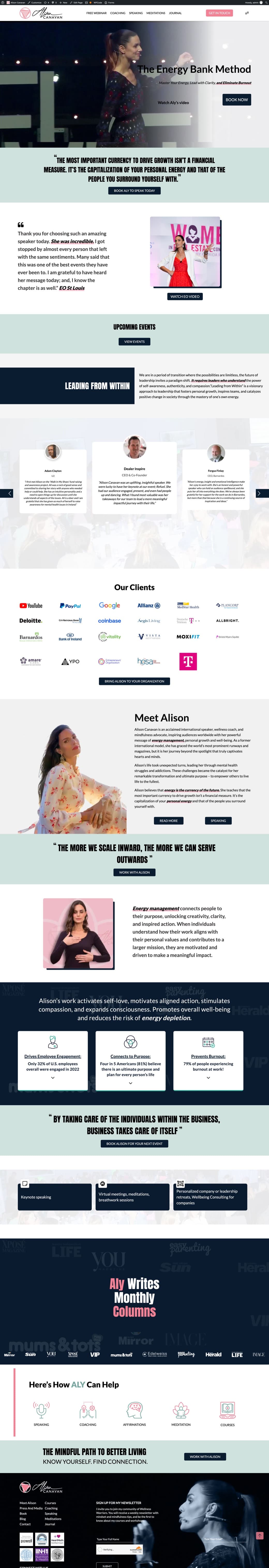 Alison Canavan's home page, before